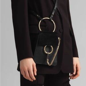 Chloe Black Crossbody Bag with Gold Accents